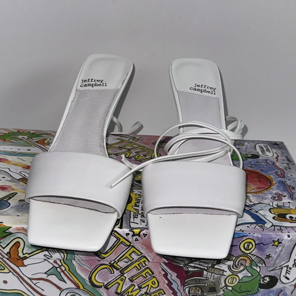 NEW Jeffery Campbell Wedge Sandals Gladiator Ready 2 Go White Women's 5 $140 - Picture 2 of 9